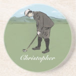 Mise vintage personnalisée de golfeur de style dessous de verre