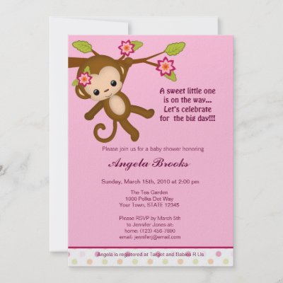 Monkey Baby Shower Invitation on Miss Monkey Baby Shower Invitations Girl By Monkeyhutdesigns