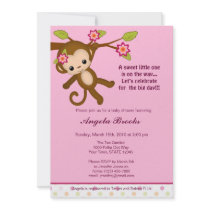 Miss Monkey Baby Shower Invitations Girl