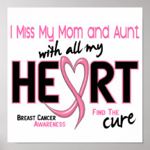 Miss With All My Heart Mom and Aunt Breast Cancer Posters