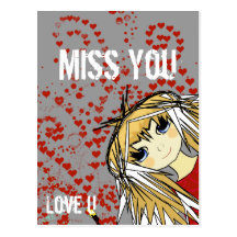 Miss You-Love U Valentine Post Card