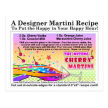 Missing Cherry Martini Recipe Postcard