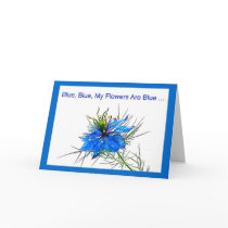 Missing You Blue Flower Greeting Card