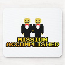"Mission Accomplished" Marriage (Gay, 8-bit) Mousepads