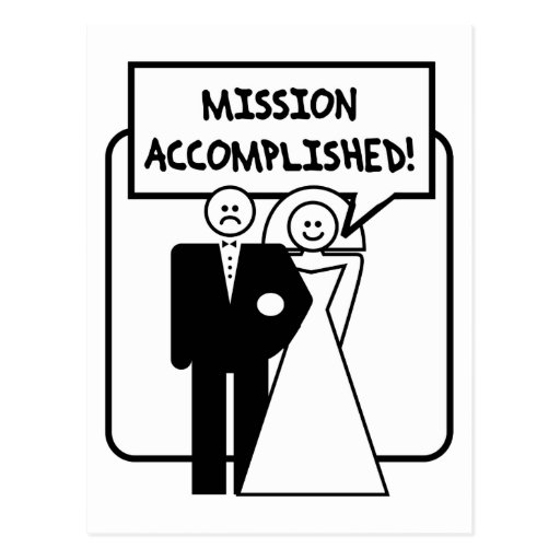 "Mission Accomplished" Marriage Postcard