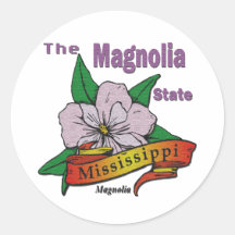 Mississippi Magnolia State  Flower Round Sticker