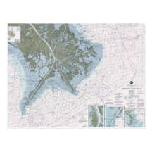 Mississippi River Delta LA MS chart postcard