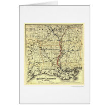 Mississippi Valley Railroad Map 1882 Cards