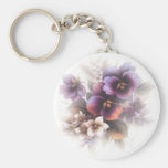 Misted Purple Pansies Keychain