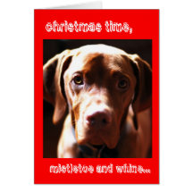 Mistletoe and whine greeting cards