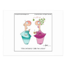 MISTLETOE Cartoon Postcard by April McCallum
