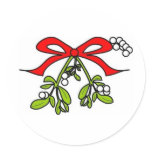 mistletoe round sticker