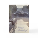 Misty canal dawn birthday card