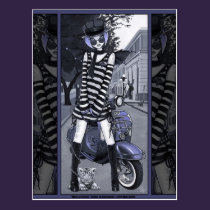 Misty Mod Moped Scooter Urban Tiger Fairy Postcard postcards