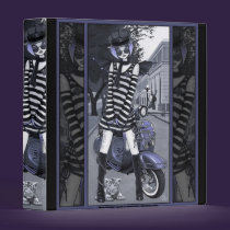 Misty Mod Moped Urban Blue Tiger Fairy Binder binders