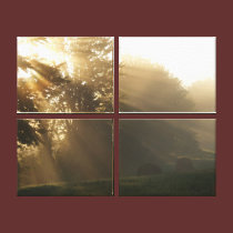 "Misty Sunrise" On The Farm canvas prints