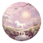 MISTY UNICORN by SHARON SHARPE Round Stickers