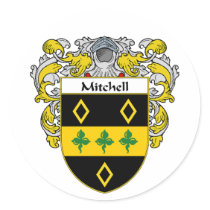 Mitchell Coat of Arms (Mantled) Round Stickers