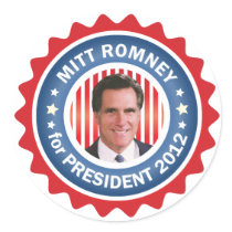 Mitt Romney 2012 for US President Round Sticker