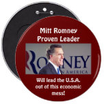 Mitt Romney Proven Leader Round Photo Button