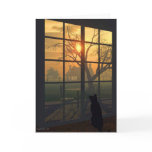 Mittens Wills the Sun to Set Greeting Cards