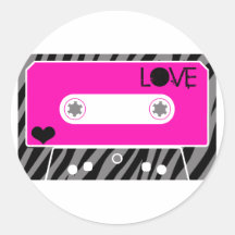 Mix Tape Love Round Stickers