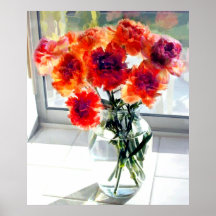 Mixed Carnations in Sunny Window Print