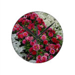 Mixed flowers in flower bed clock