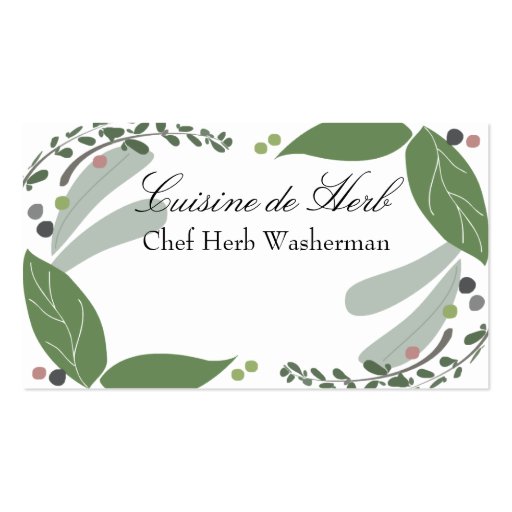 Mixed savory herbs chef catering business cards...