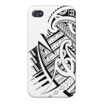 Mixed tribal tattoo design in Maori / Samoan style iPhone 4/4S Cases