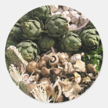 Mixed vegetables round stickers