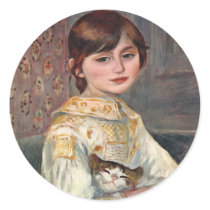 Mlle. Julie Manet with Cat Round Sticker