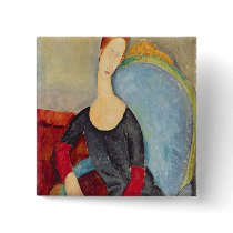 Mme Hebuterne in a Blue Chair, 1918 Button