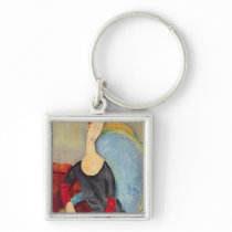 Mme Hebuterne in a Blue Chair, 1918 Keychain