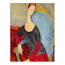 Mme Hebuterne in a Blue Chair, 1918 Post Card