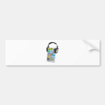 Mobile phone music headphones bumper stickers