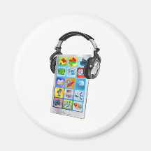 Mobile phone music headphones fridge magnet