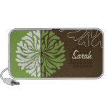 mocha and green floral pattern Speakers