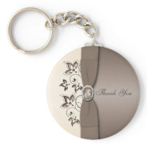 Mocha and Ivory Floral Keychain