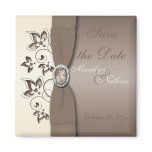 Mocha and Ivory Floral Wedding Favour Magnet