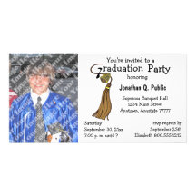 Mocha Brown Graduation Party Photo Invitation Photo Greeting Card