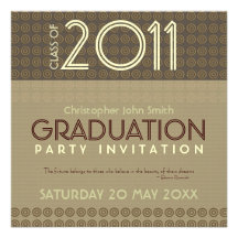 Mocha Circles Trendy Modern Graduation Invitation