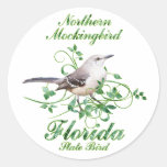 Mockingbird Florida State Bird Round Stickers