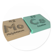 Mocs as Mo Molybdenum and Cs Caesium Round Sticker