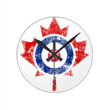 Mod Canada Curling Hockey Target Grunge Ice Clocks