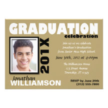 Mod Colour Khaki Photo Graduation Invitations