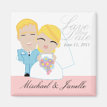 mod CUTE blonde WEDDING duo Save the Date magnet