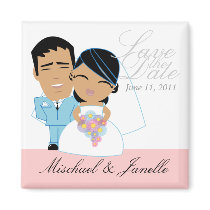 mod CUTE ethnic WEDDING duo Save the Date magnet