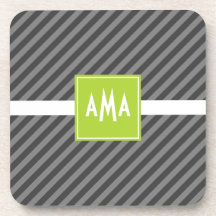 Mod Diagonal Stripe Grey with Lime Coasters