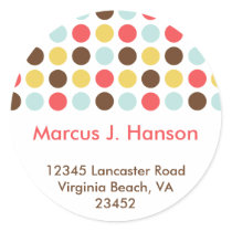 Mod dots retro chic custom circle address label